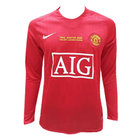 Retro Manchester United UCL Final Home Long Sleeve Jersey 2007/08