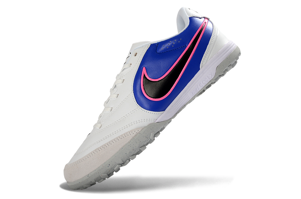 Tiempo Legend Elite TF white and royal blue turf shoe, view 2
