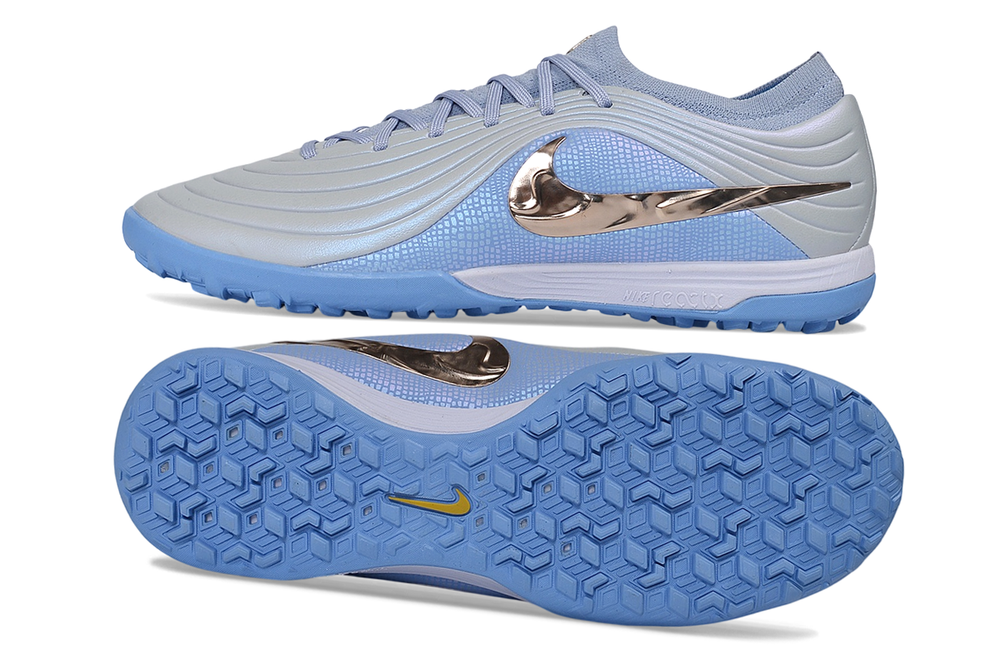 Tiempo Legend Elite TF grey and blue and chrome turf shoe, view 6