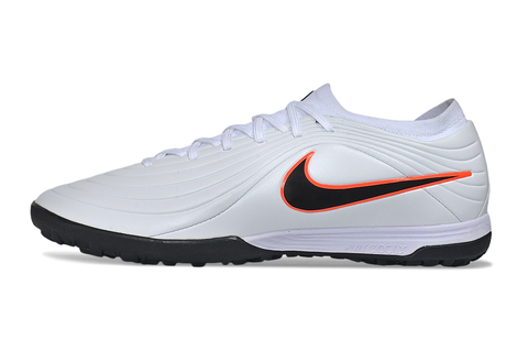Tiempo Legend Elite TF white and black and orange turf shoe, side view