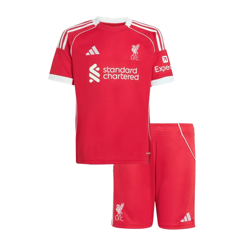 Liverpool Home Soccer Jersey Kit 2025/26 Kids(Jersey+Shorts)