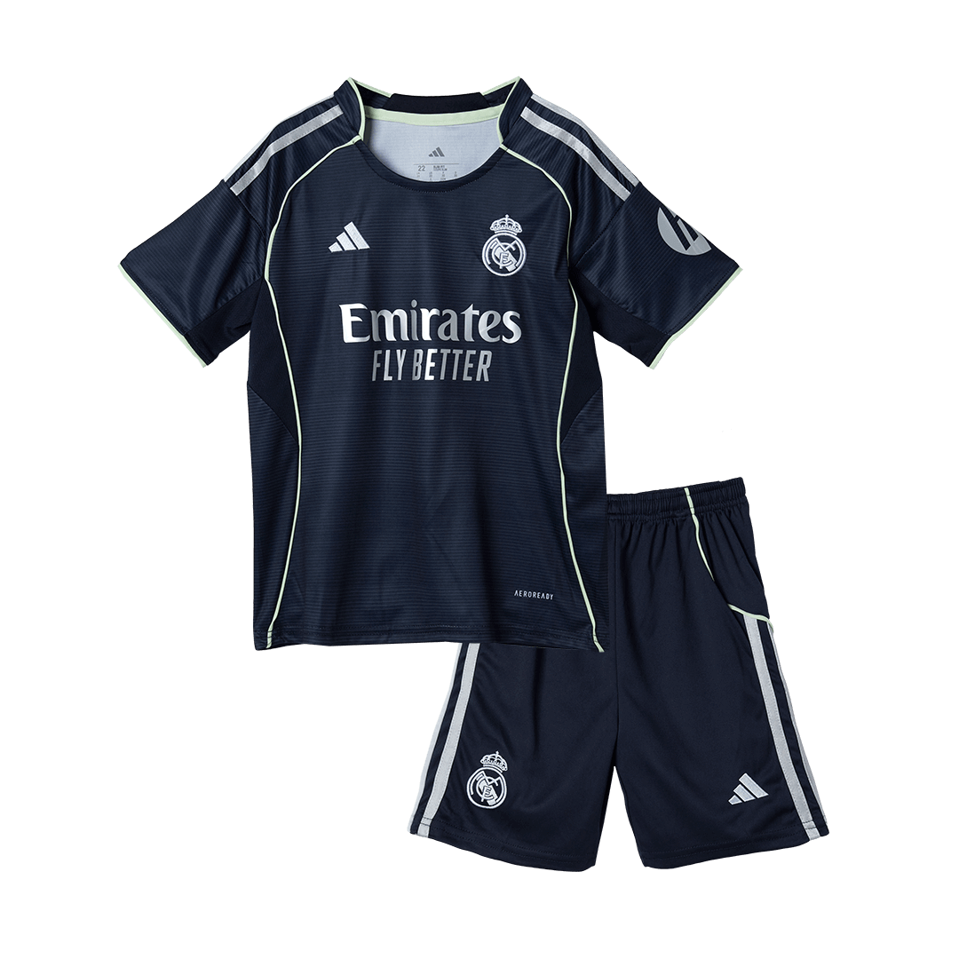 Real Madrid Away Soccer Jersey Kit 2025/26 Kids(Jersey+Shorts)