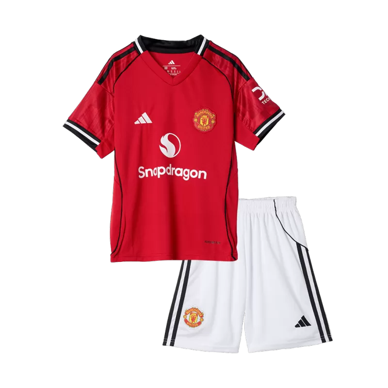 Manchester United Home Soccer Jersey Kit 2025/26 Kids(Jersey+Shorts)