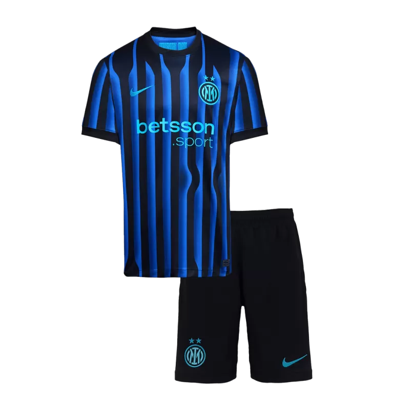 Inter Milan Home Soccer Jersey Kit 2025/26 Kids(Jersey+Shorts)