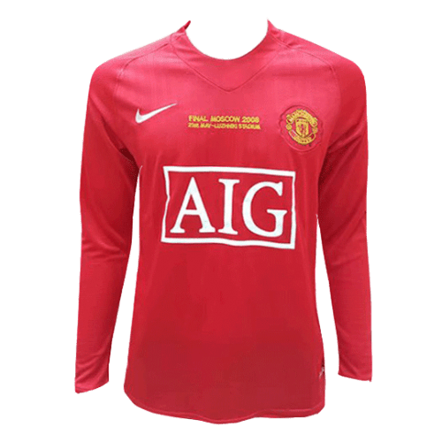 Retro Manchester United UCL Final Home Long Sleeve Jersey 2007/08