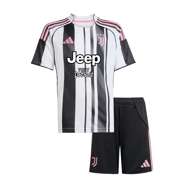 Juventus Home Soccer Jersey Kit 2025/26 Kids(Jersey+Shorts)