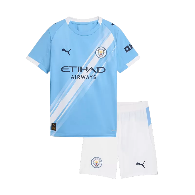 Manchester City Home Soccer Jersey Kit 2025/26 Kids(Jersey+Shorts)