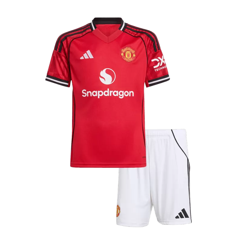 Manchester United Home Soccer Jersey Kit 2025/26 Kids(Jersey+Shorts)