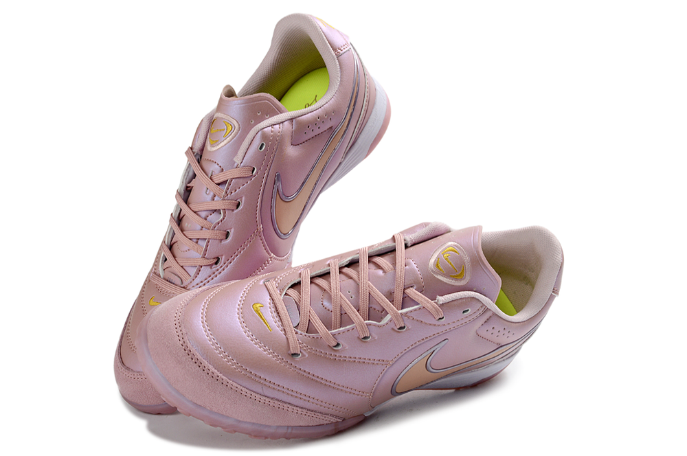 Tiempo Legend Elite TF pink and gold turf shoe, view 2