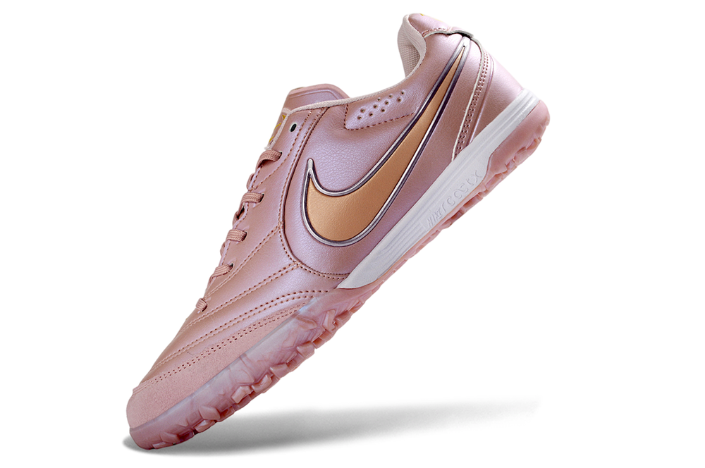 Tiempo Legend Elite TF pink and gold turf shoe, view 4