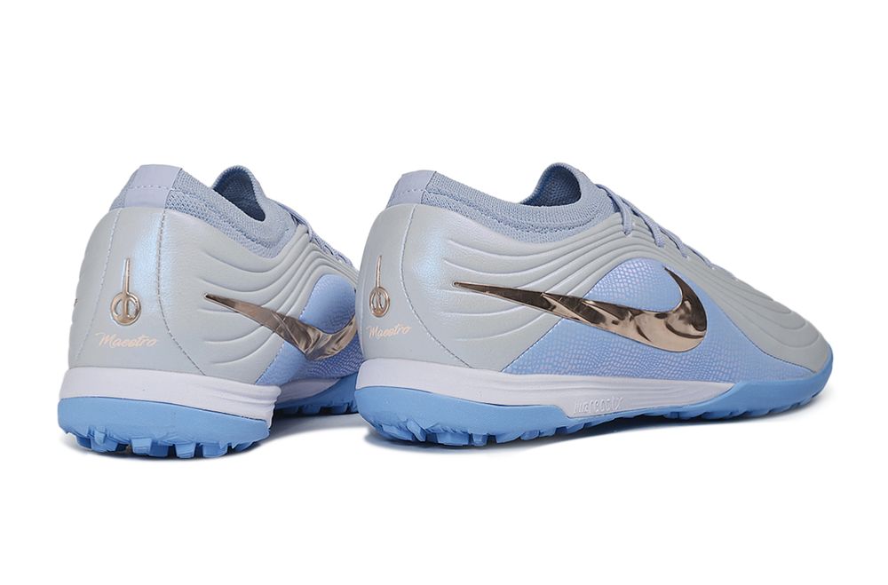 Tiempo Legend Elite TF grey and blue and chrome turf shoe, view 5