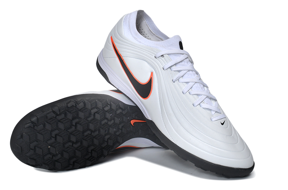 Tiempo Legend Elite TF white and black and orange turf shoe, view 4