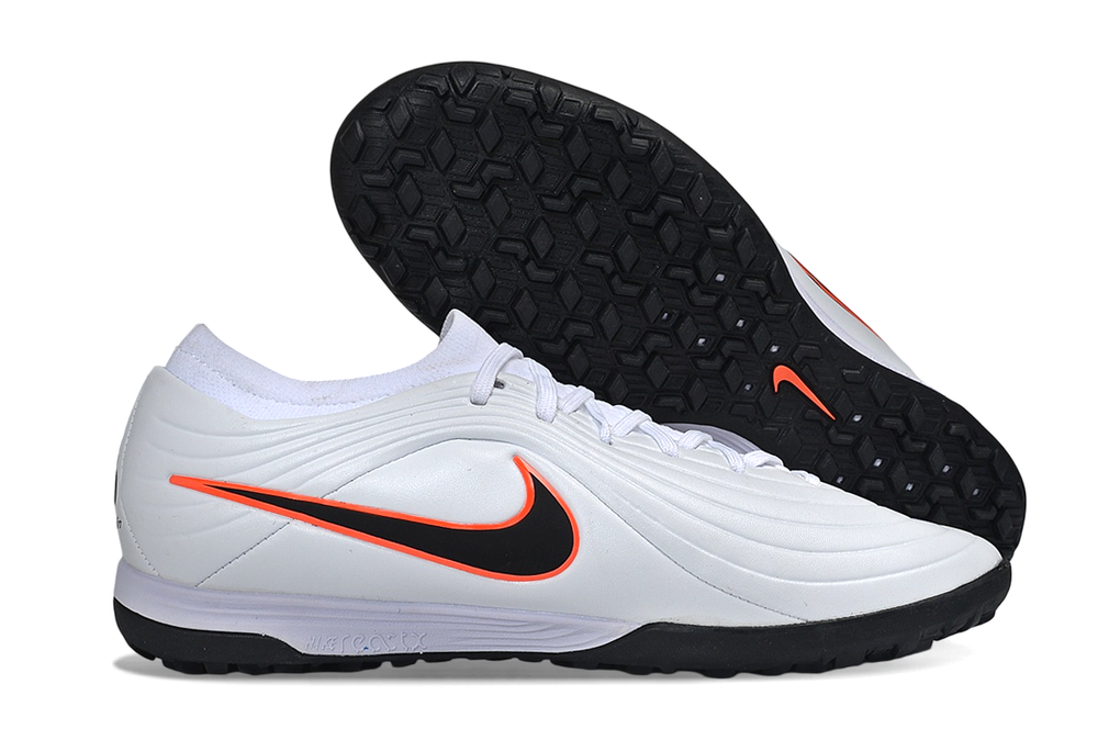 Tiempo Legend Elite TF white and black and orange turf shoe, view 7