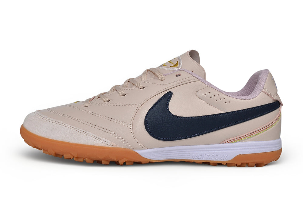 Tiempo Legend Elite TF cream and navy turf shoe, side view