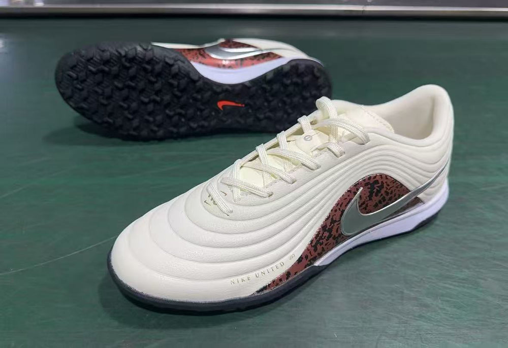 Tiempo Legend Elite TF cream and silver turf shoe, side view