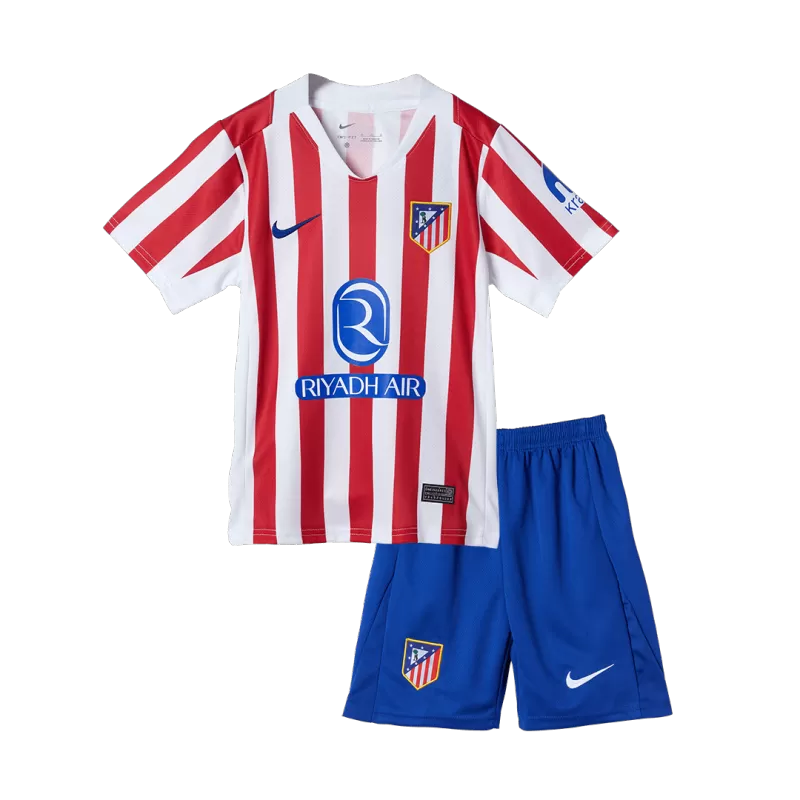 Atletico Madrid Home Soccer Jersey Kit 2025/26 Kids(Jersey+Shorts)