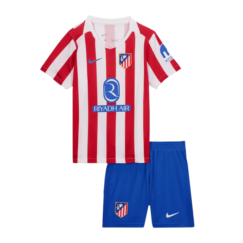 Atletico Madrid Home Soccer Jersey Kit 2025/26 Kids(Jersey+Shorts)