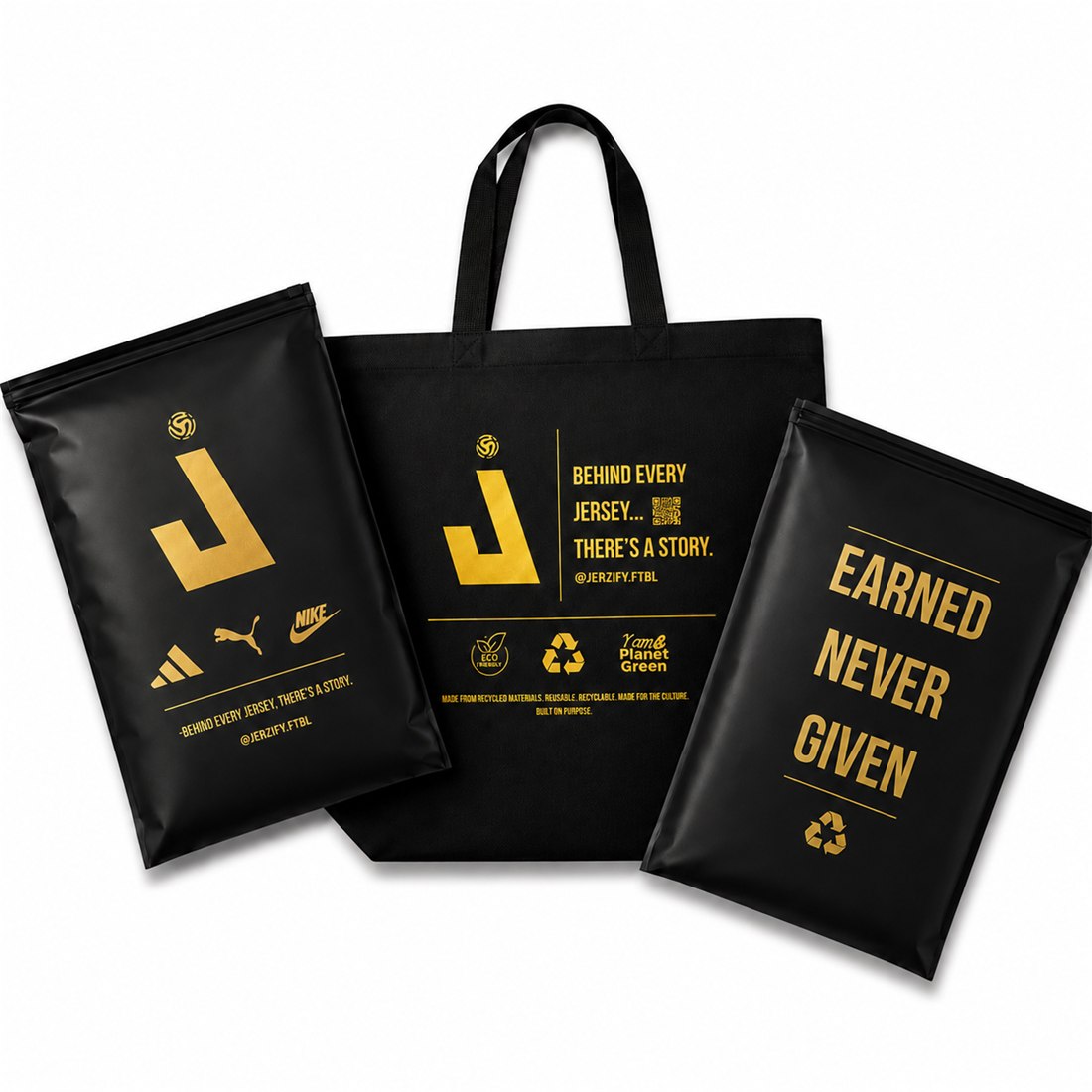 Jerzify zipper sleeve, woven tote and thank-you card